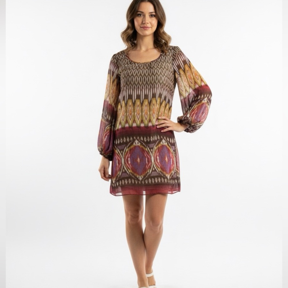 Sans Souci NWOT Red and Yellow Plaid Short Dress or Tunic Lined Long Sleeve
